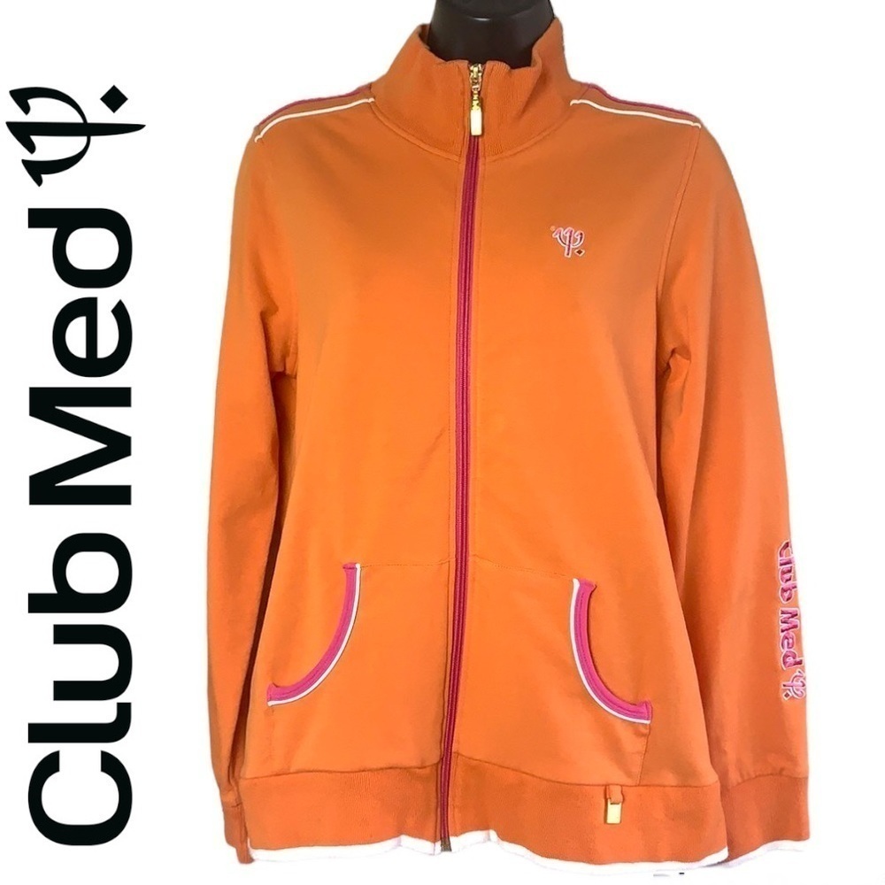 Club Med Hot Orange Cotton Blend Women’s Jacket Size 12